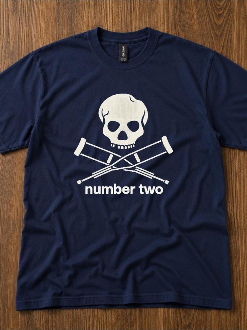 Gildan Navy Skull & Crutches Graphic Tee